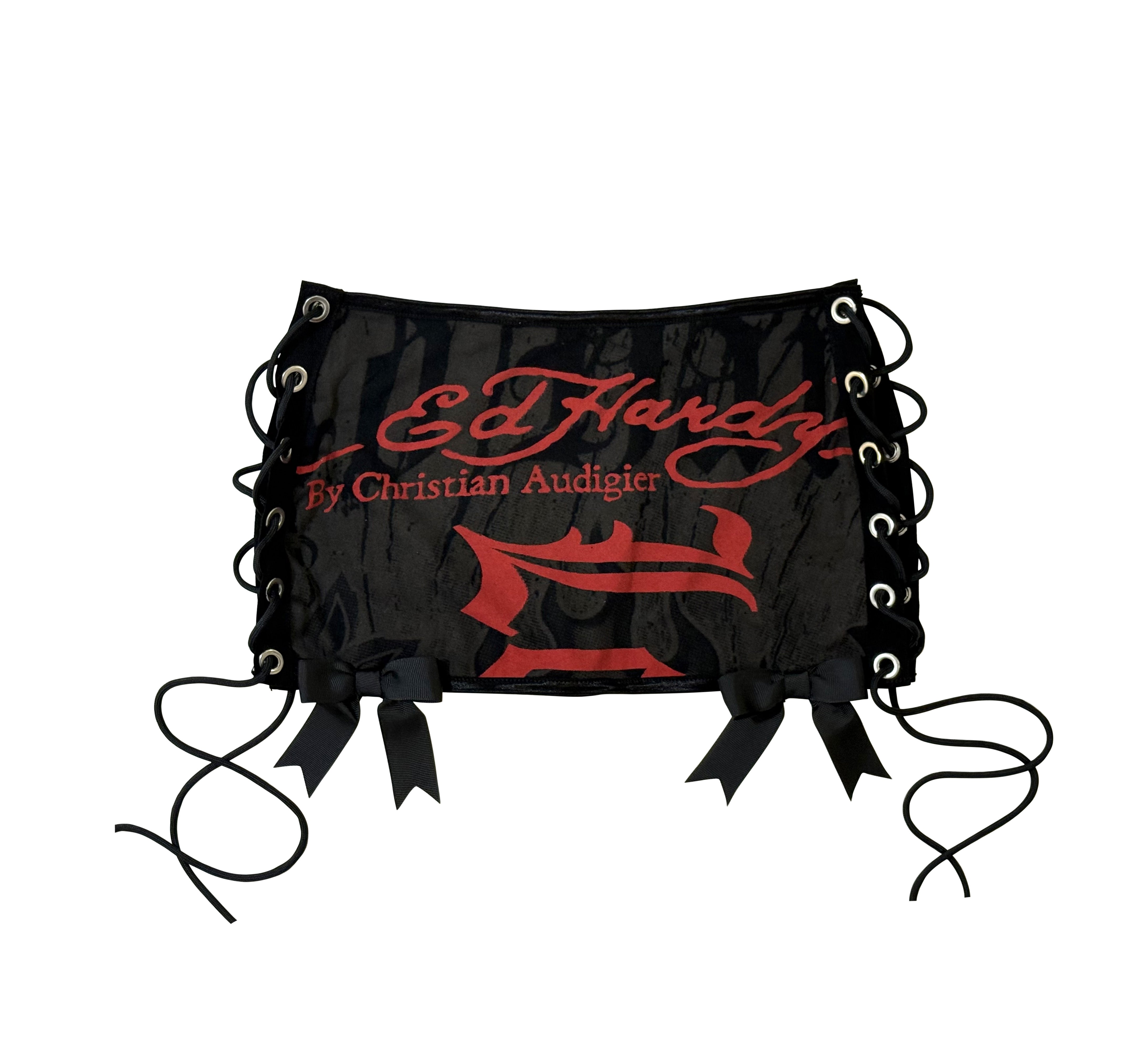 ED HARDY BLACK & RED GOTHIC SKIRT SET