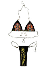 ED HARDY FLAME SKULL CHAIN BIKINI