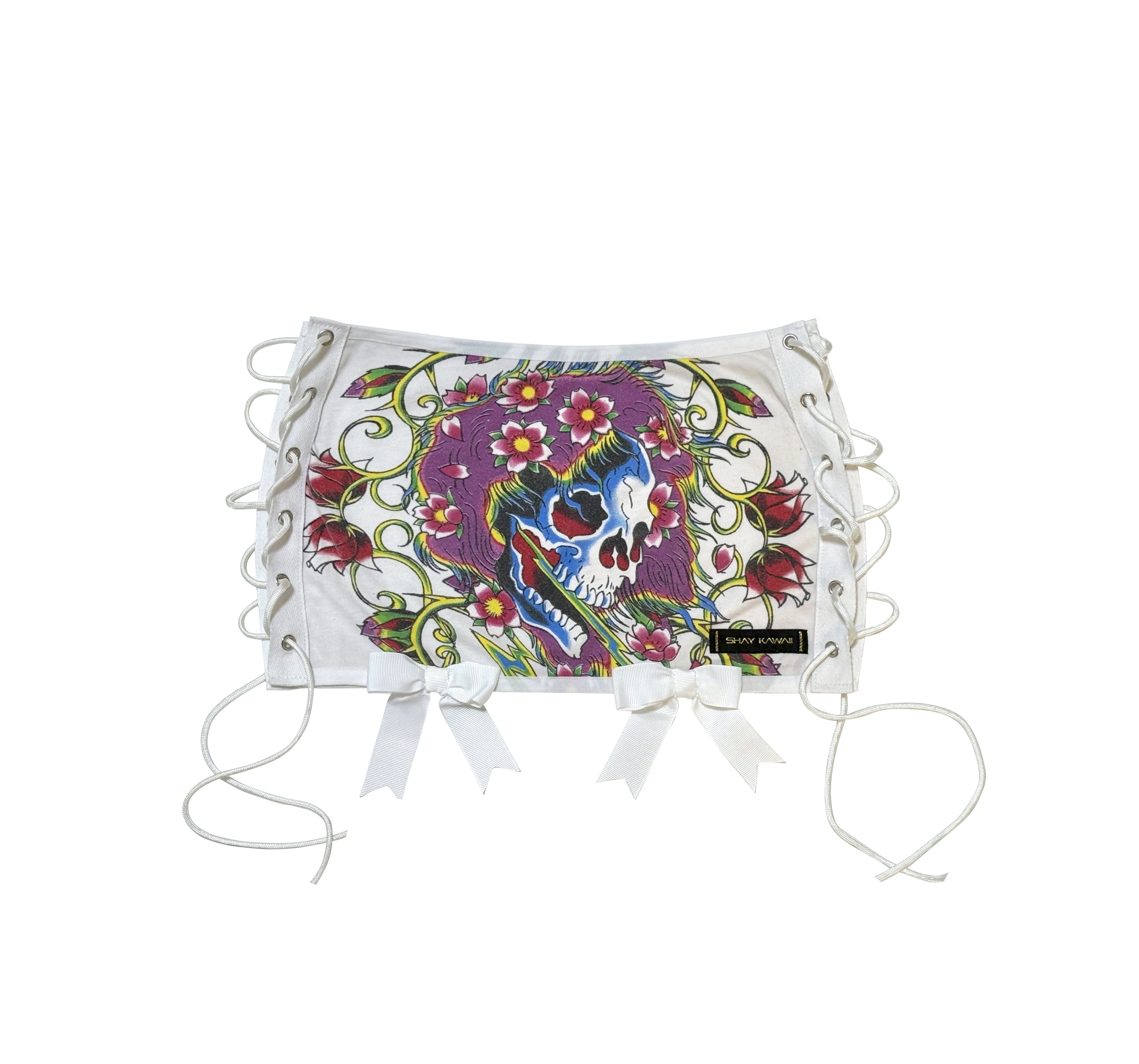 ED HARDY WHITE SKULL & FLOWER SKIRT SET