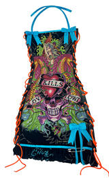 ED HARDY MULTICOLOR SKULL DRESS