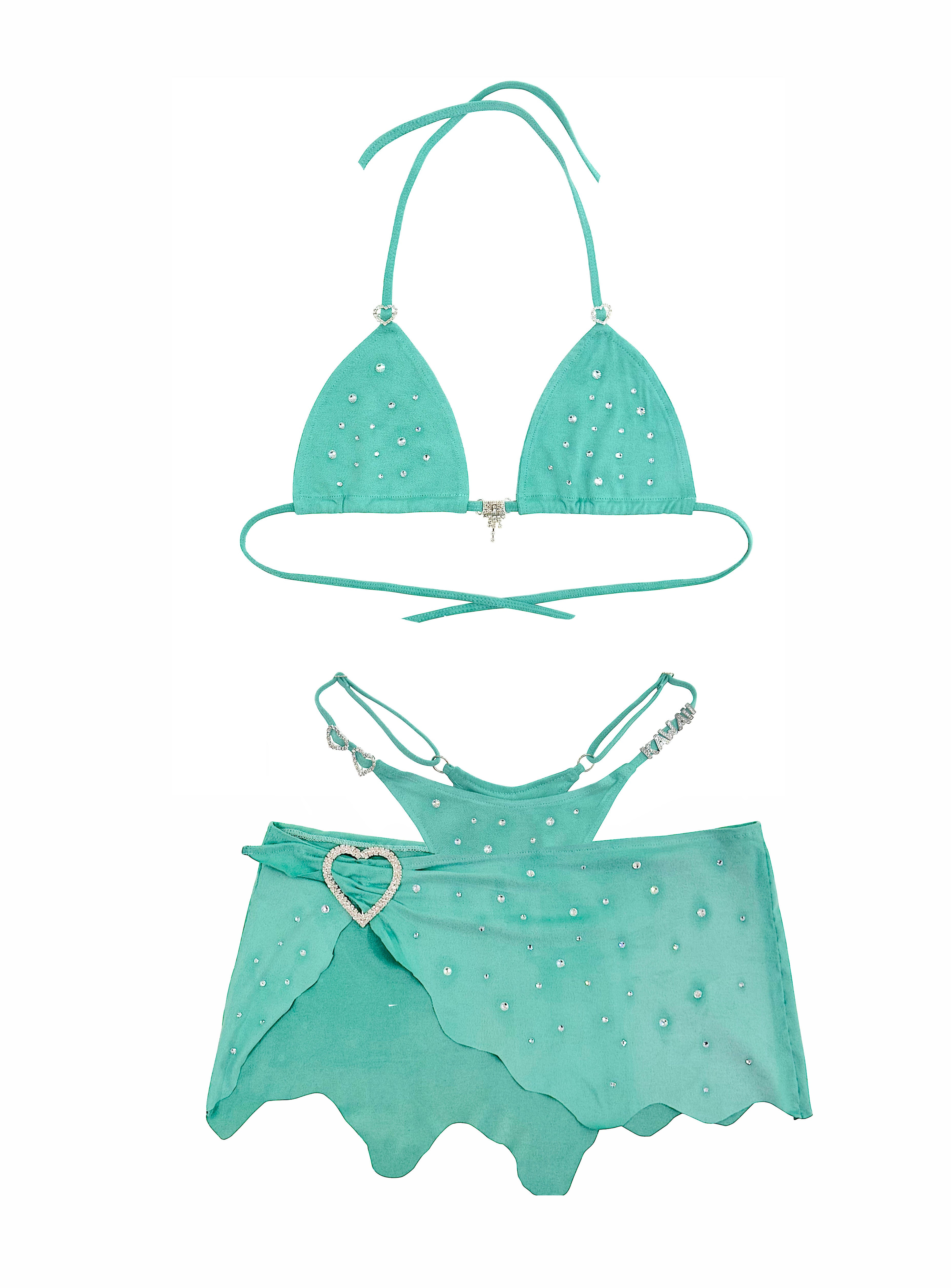 LIL KIM SUEDE BIKINI SKIRT SET PINK