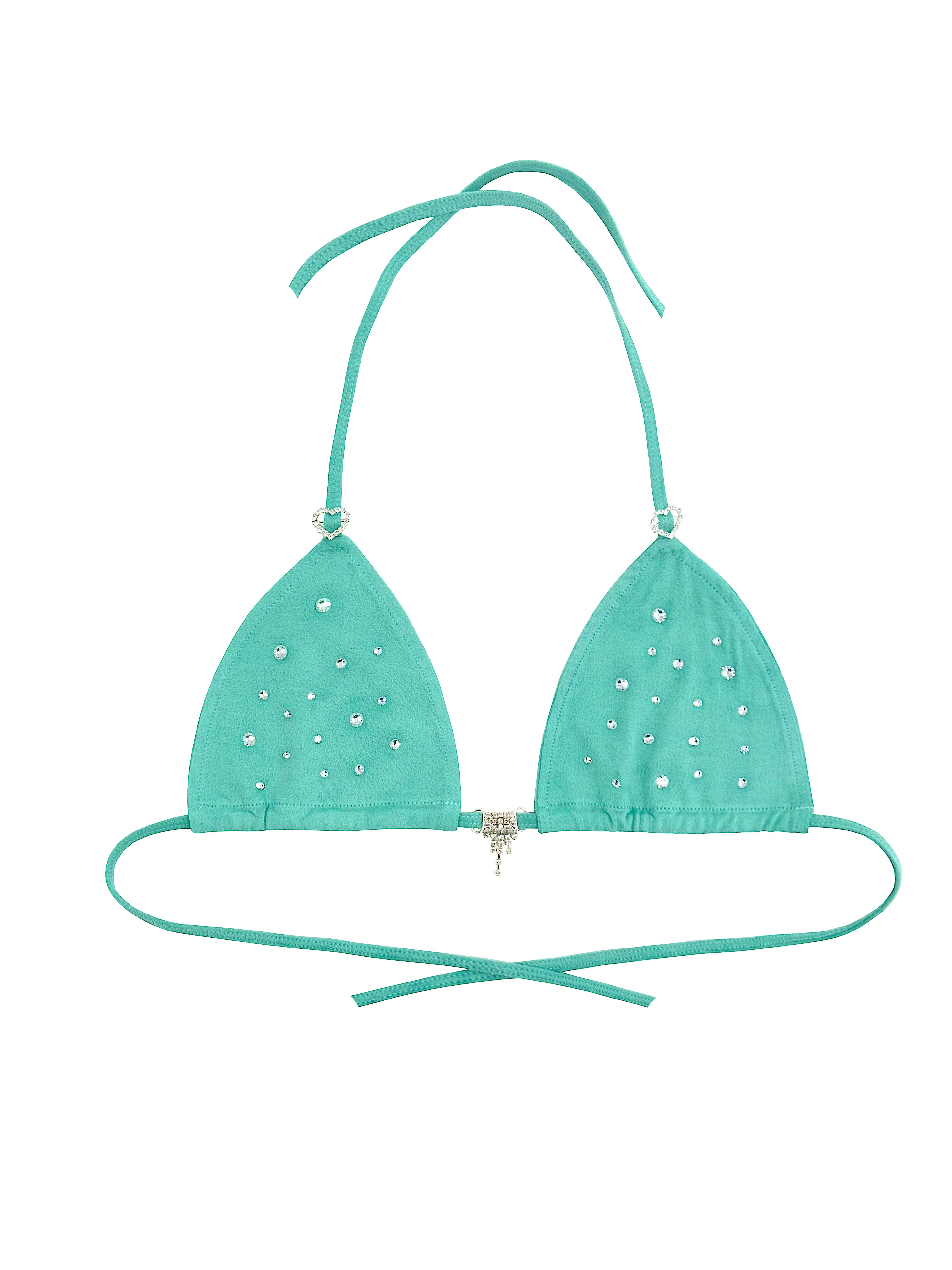 LIL KIM SUEDE BIKINI SKIRT SET AQUA