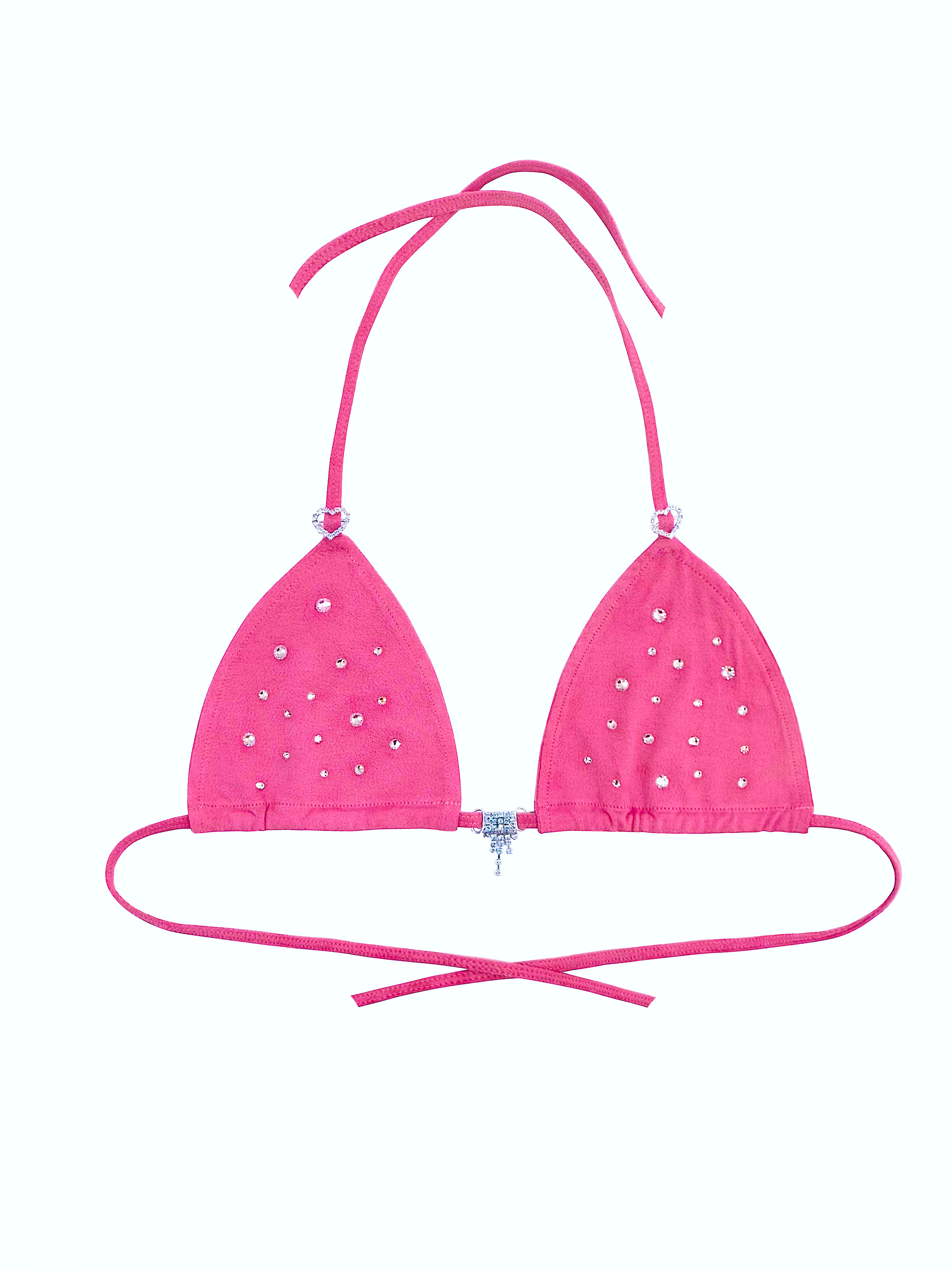 LIL KIM SUEDE BIKINI SKIRT SET PINK