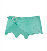 LIL KIM SUEDE BIKINI SKIRT SET AQUA