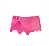 LIL KIM SUEDE BIKINI SKIRT SET PINK