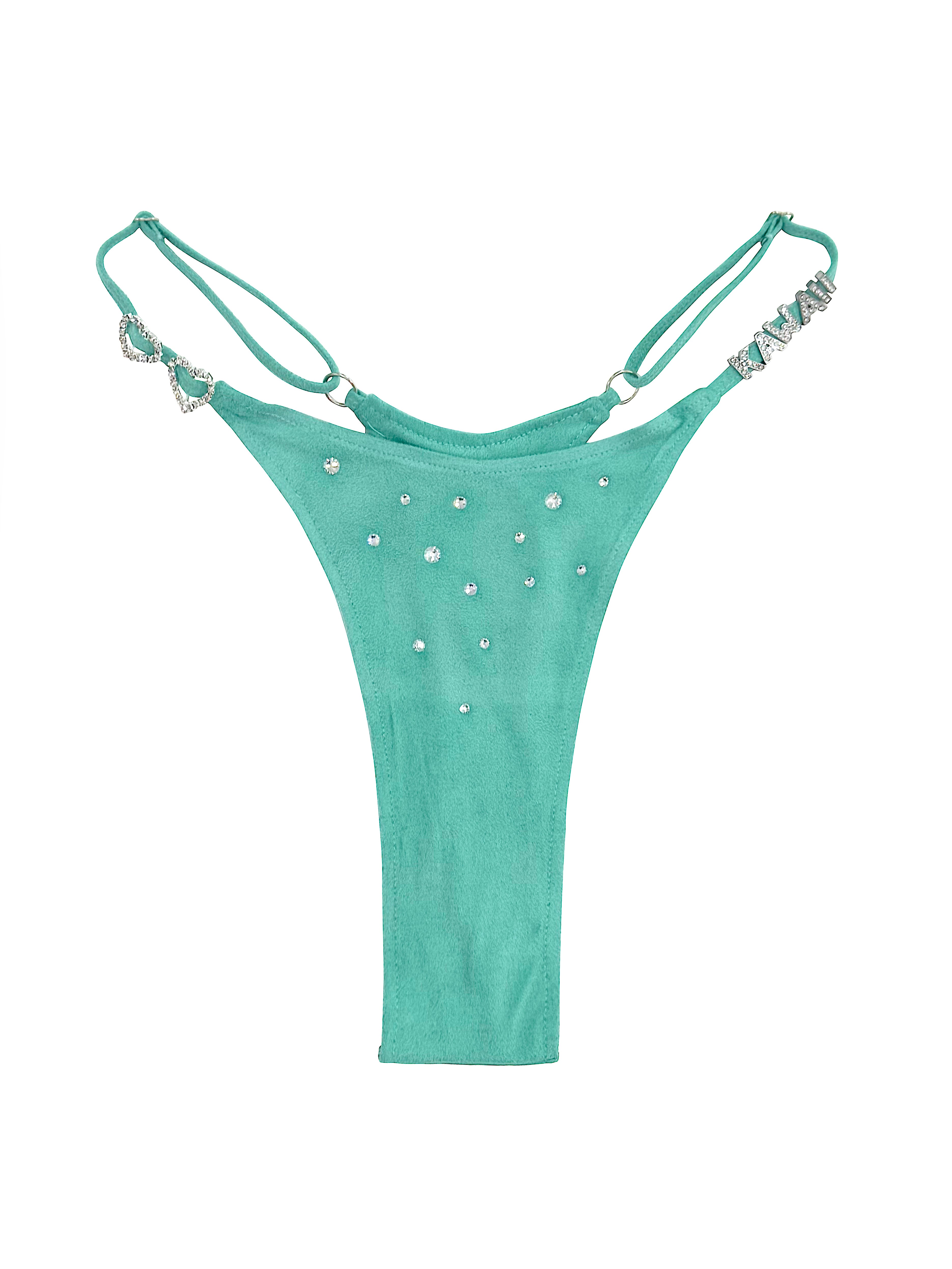 LIL KIM SUEDE BIKINI SKIRT SET AQUA