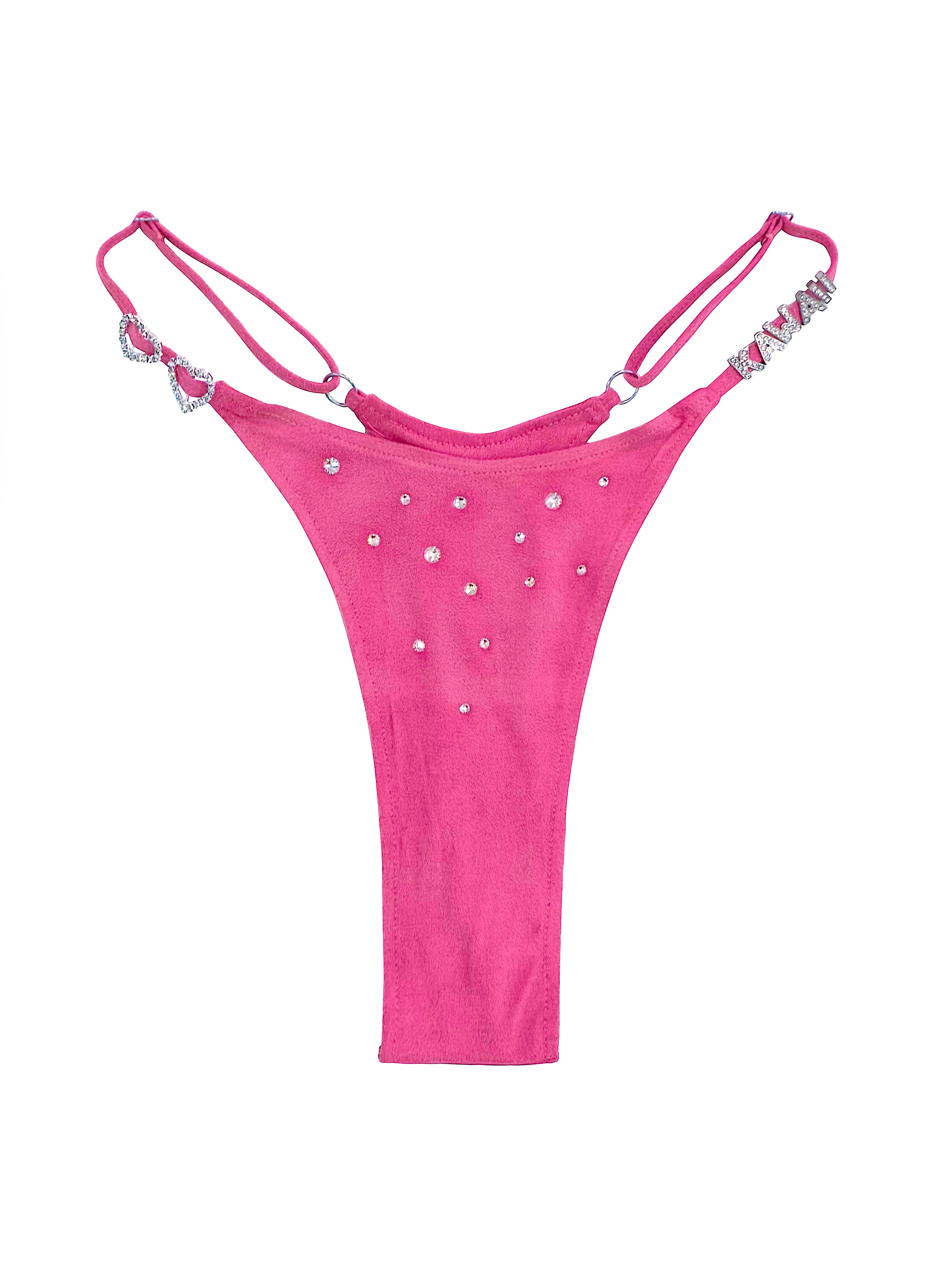 LIL KIM SUEDE BIKINI SKIRT SET PINK