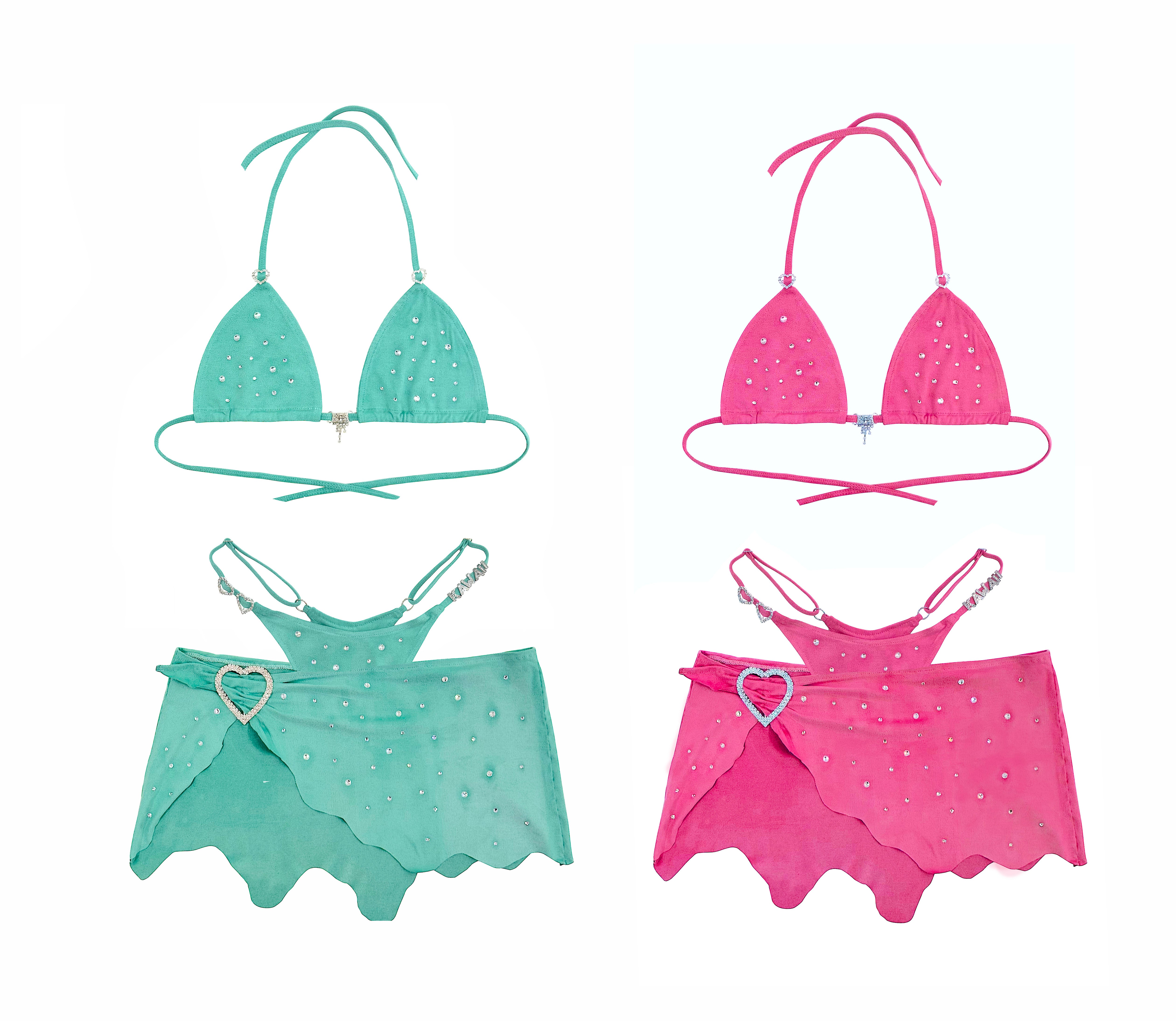 LIL KIM SUEDE BIKINI SKIRT SET PINK