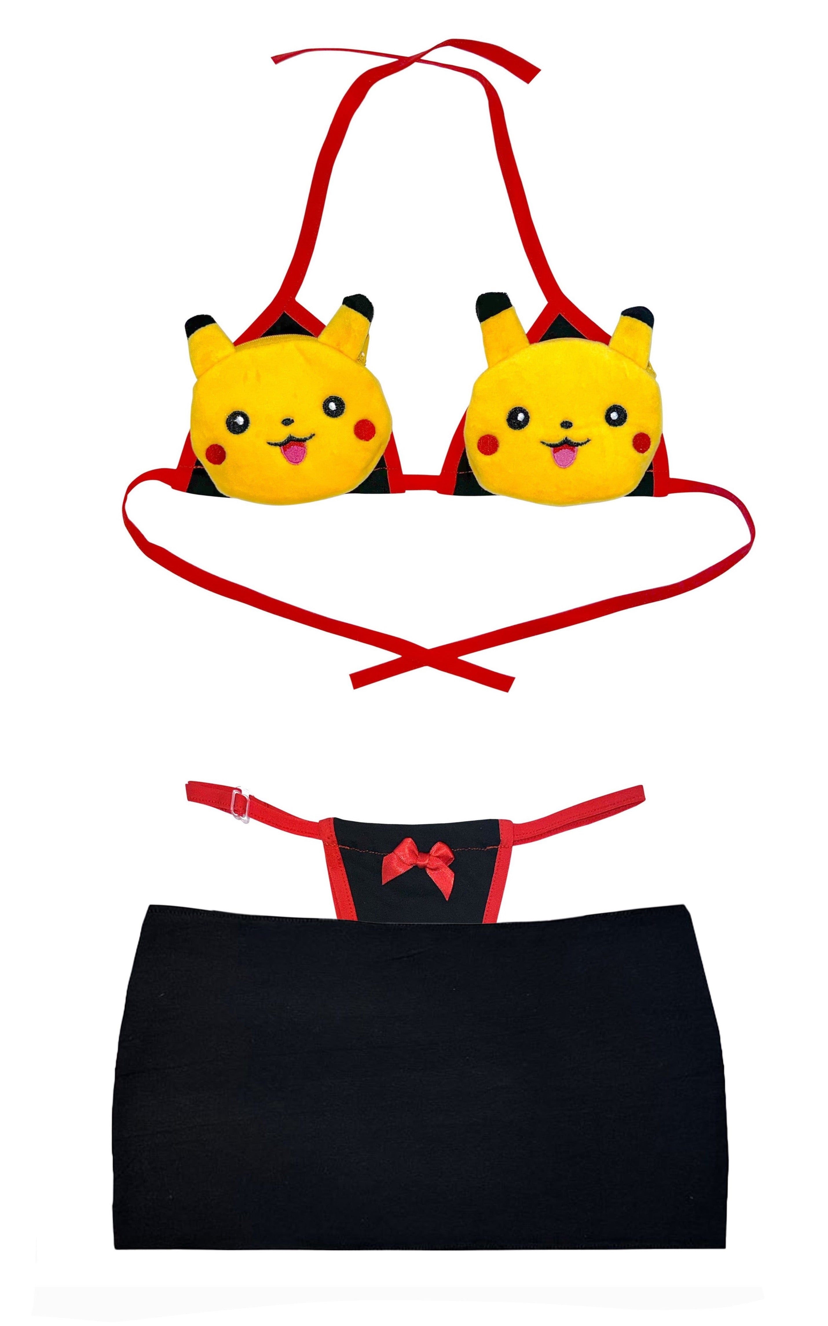 PIKACHU BIKINI | Shay Kawaii D cup / XLARGE / Black + red trim PIKACHU BIKINI | Shay Kawaii D cup / XLARGE / Black + red trim
