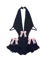 RTS PRALINÉ BOW ROMPER BLACK //SIZE SMALL