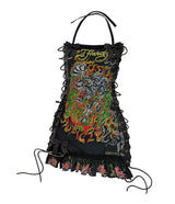 ED HARDY RHINESTONE BLACK TIGER DRESS