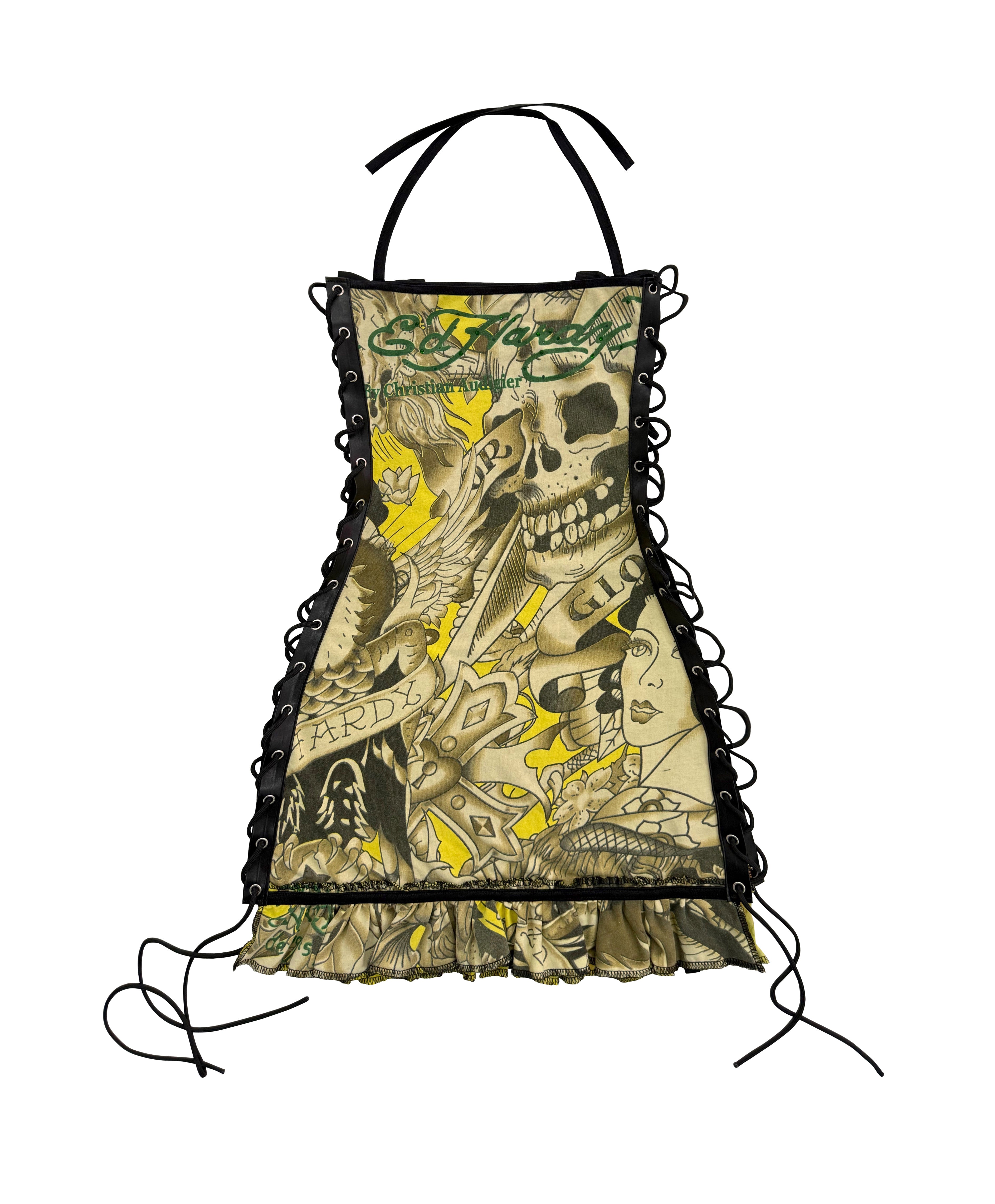 ED HARDY YELLOW SKULL DRESS