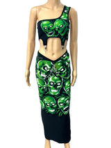 STAY FLY SKULL LONG SKIRT SET