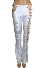 CRYSTAL LACED-UP PANTS