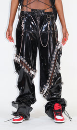 THE "DESTROY" SAFETY PINS VINYL PANTS